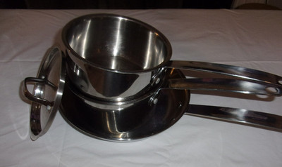 BERGNER -TRI CLAD Stainless Steel 1.25L 1.5L Quart Sauce Pan With  Lid Set  of 4