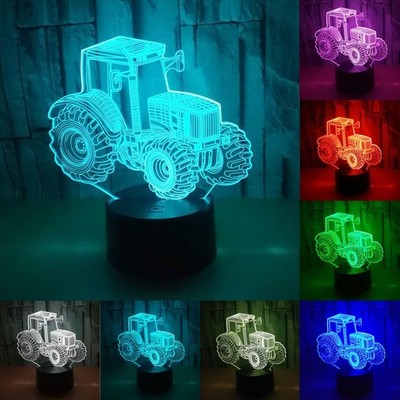 1Pc 7-Color Changing 3D LED Car Night Light With Remote Control For Home Decor-