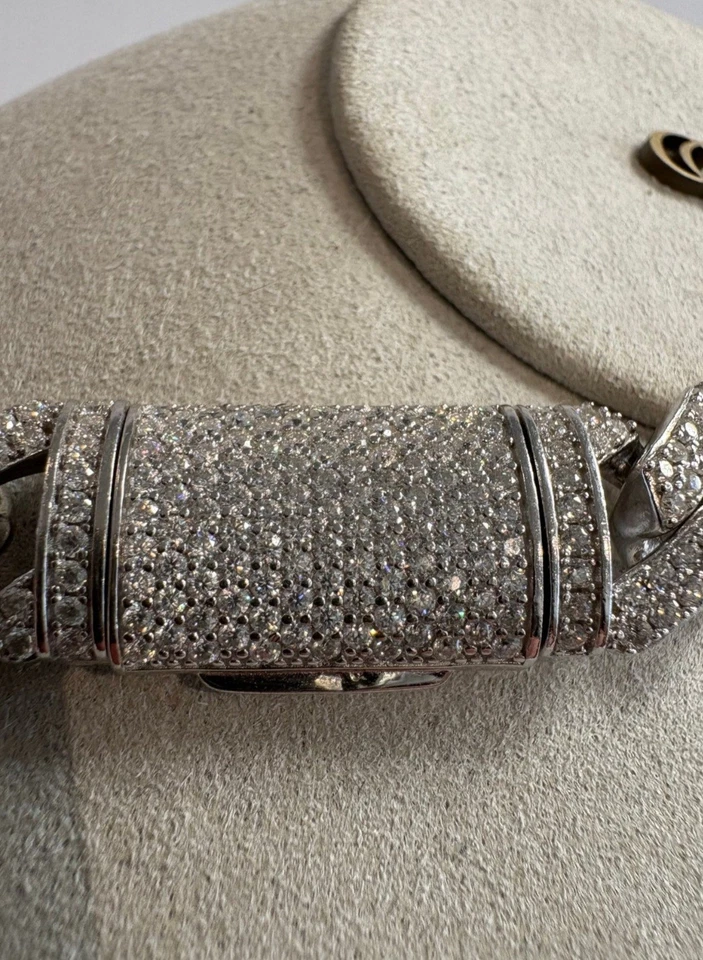 925 Silver Cuban Link Chain – 14mm – 50cm – Moissanite Stones – 162.68g - Bild 2 von 4