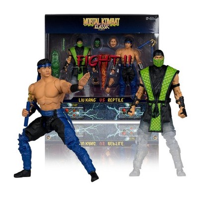 McFarlane Mortal Kombat Klassic LIU KANG vs REPTILE 7'' Action Figure Deluxe 2 PK