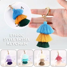New Boho Three-layer Tassel Keyring Key Chain Handbag Hanging Pendant Decoration