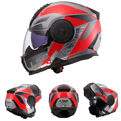 LS2 Klapphelm Scope II Motorrad Helm Oxyd Grau Rot Gloss FF902 Tourenhelm Urban