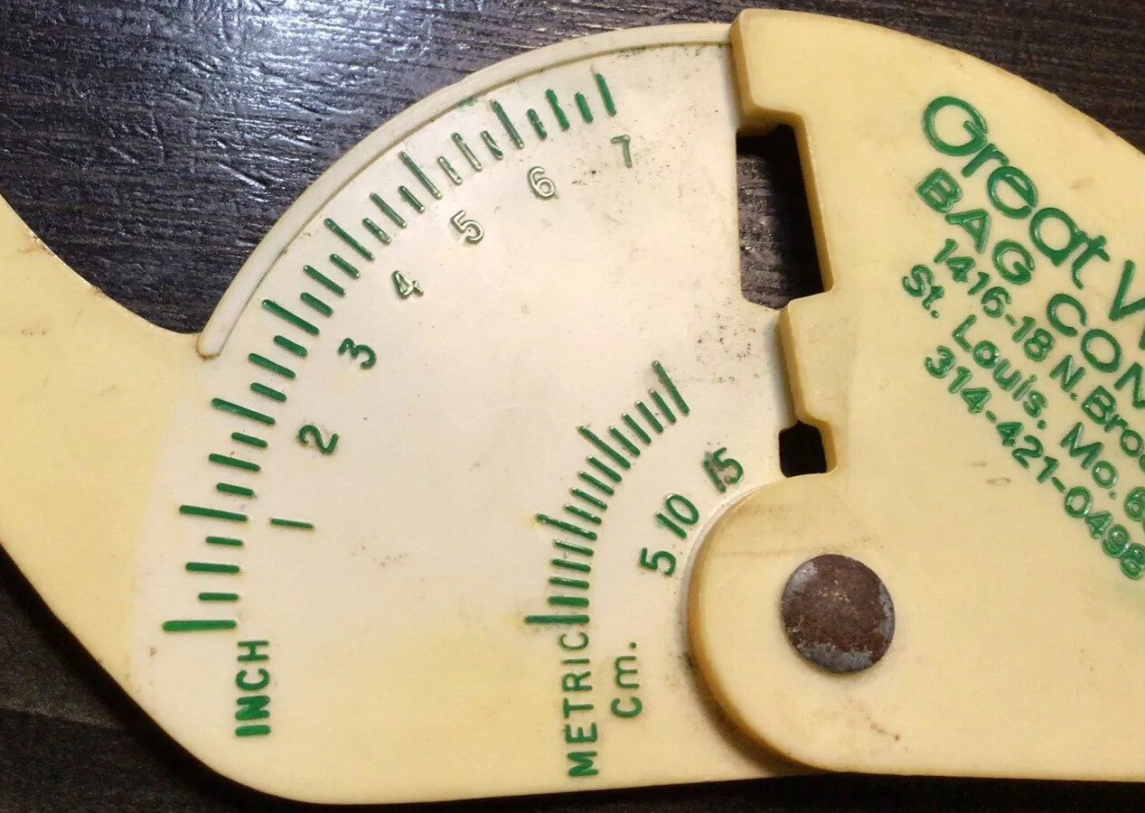 Vintage Plastic Caliper Measure Tongs Great Western Bag St Louis Promo