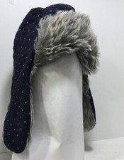 Baby Boys Robeez Faux Fur Navy Quilted Trapper Flap Hat Size 0-12 M NWT