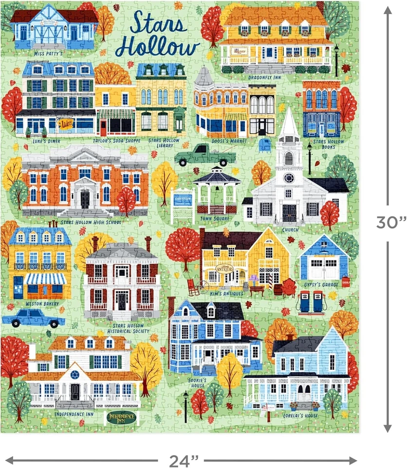 Gilmore Girls 1,000-Piece Jigsaw Puzzle (Stars Hollow Map) Gift for Child, GamE - Image 3 of 4