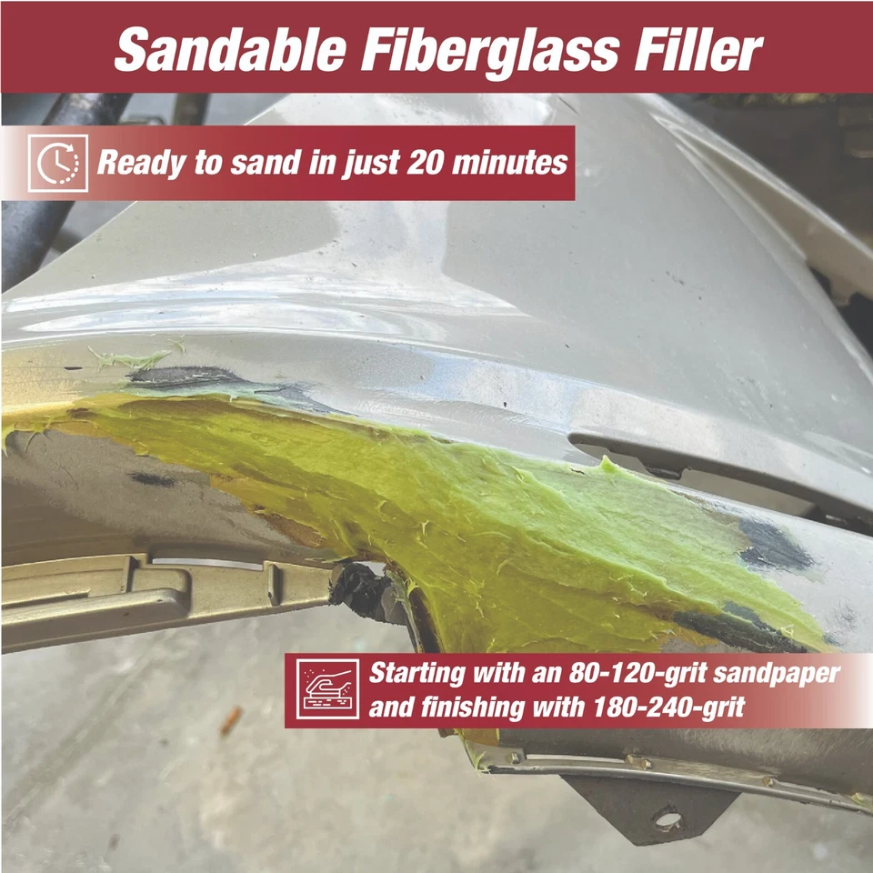 Ultra Fiber Sandable Fiberglass Filler for Fast & Easy Automotive Repair - Image 3 of 4