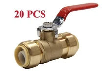 20 PCS 1/2" EFIELD PUSH FIT BALL VALVE  FULL PORT , LEAD FREE BRASS