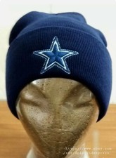 COWBOYS Dallas Football Knit Stitched Logo Cuffed Knit Beanie Hat Cap S/M