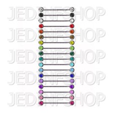 Industrial Barbell Scaffold Bar | 1.6mm (14g) - 45mm | Double Gem - Front Facing