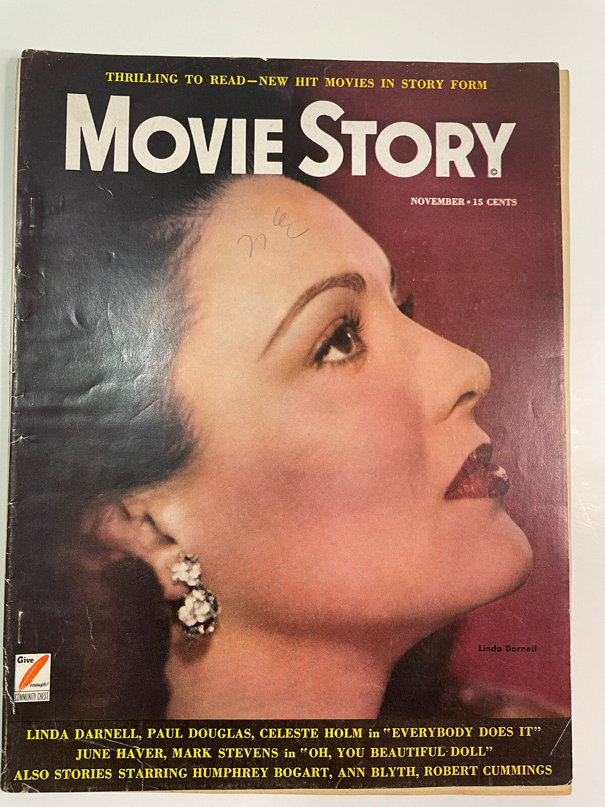 Movie Story November 1949 Linda Darnell Walt Disney Mr Toad Bogart Ann Blyth