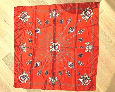 Women Scarf Neck Polyester Blend Silk Red Gold Yellow Grey Castle  34 x 34''