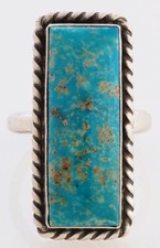 Native American Handmade Sterling Silver with Turquoise Ring Size 8