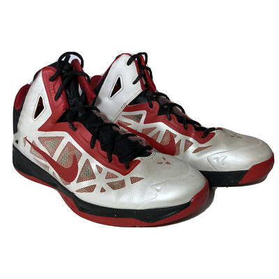 Nike Hyperchaos Mens Sz 11 Basketball Shoes White Black Red 536841-101