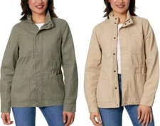 Vintage X America Canvas Anorak Utility Jacket Stand Collar Cotton Green Beige