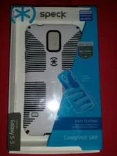 NEW SPECK CandyShell GRIP Case, Samsung Galaxy S5, White / Black (+Temp Glass)