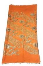 Heavy Orange Vintage Dupatta Georgette Sequin Embroidered Long Stole Wrap scarf