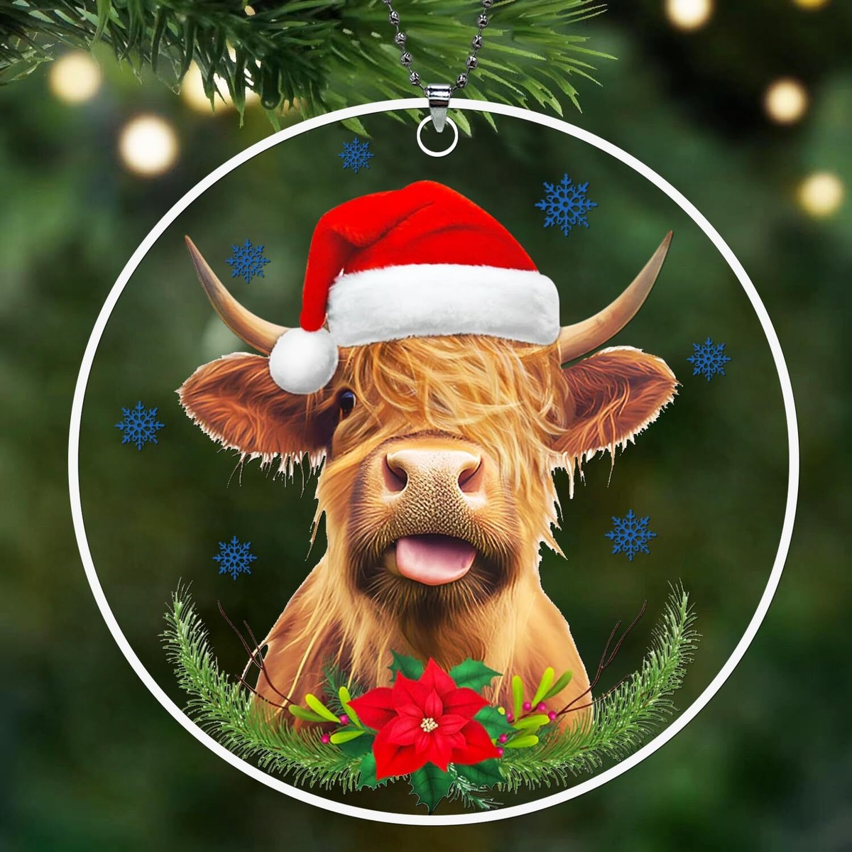 Highland Cow Ornament for Christmas Tree 2024 Farm Animal Xmas Ornament