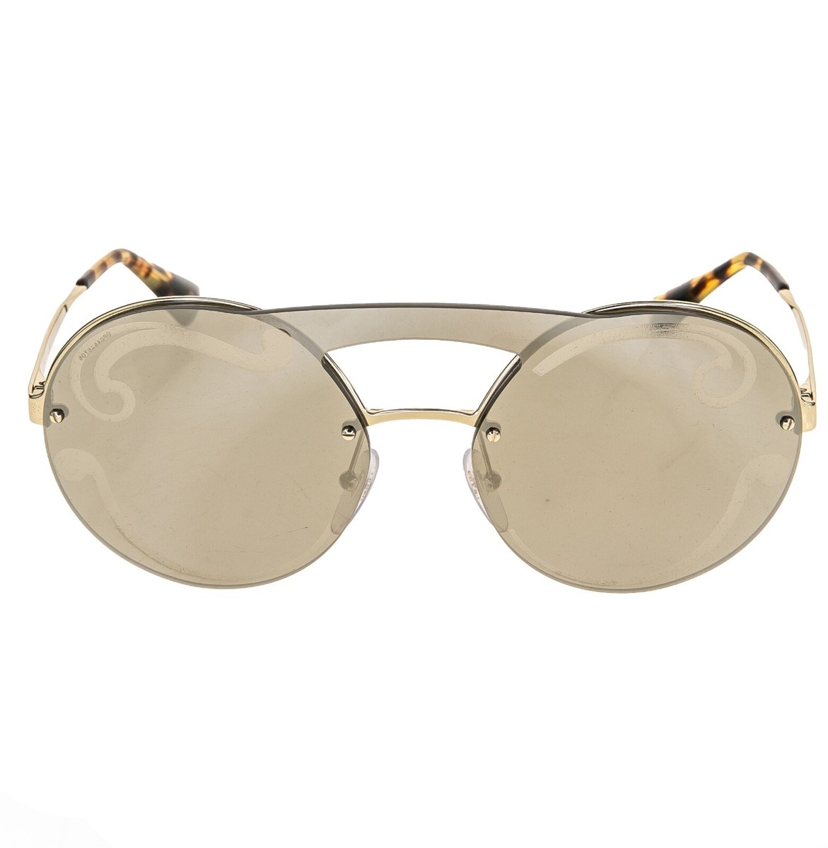 PRADA 65T CINEMA Rimless Sunglasses Gold Swirl Mirror PR65TS Snoop