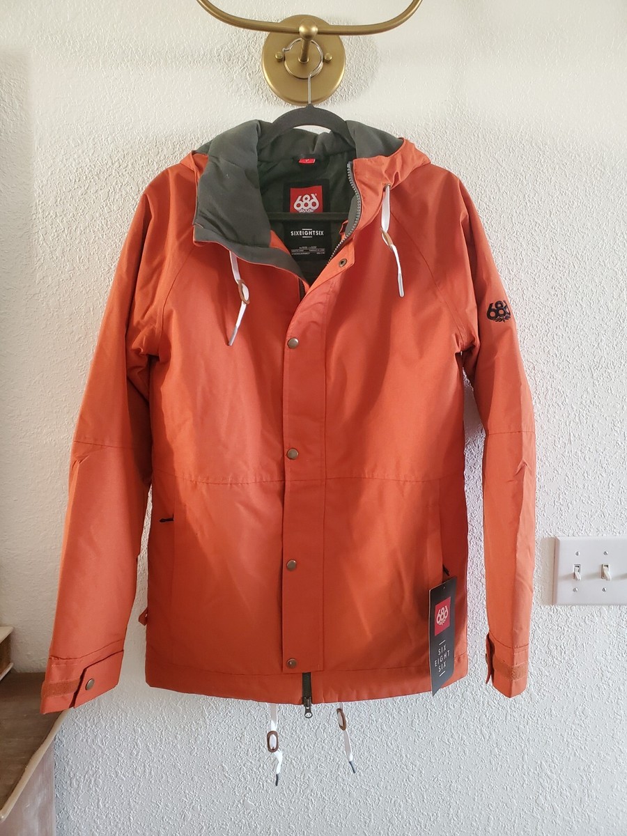 686 Mens League Insulated Hooded Snow Jacket Terracotta Orange Sz