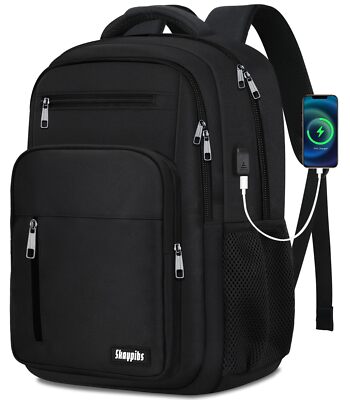 Black Backpack for Men Women School Backpack for Boys Girls Teens 15.6 Inch L...