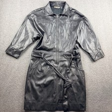 Gabrielle Union New York & Company Faux Sz M Leather Zip Belted Mini Dress Black