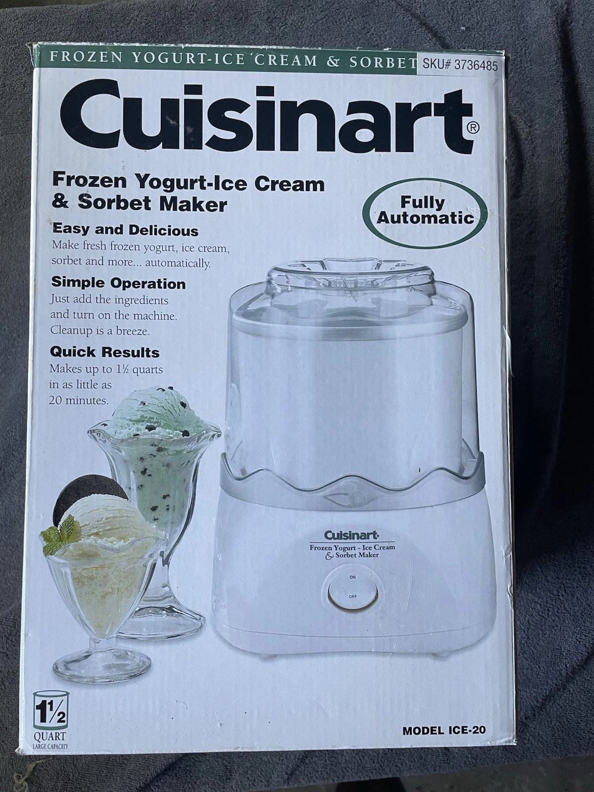 Cuisinart Frozen Yogurt Ice Cream Sorbet Maker Fully Automatic
Opens in a new window or tab