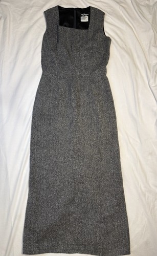 Junya Watanabe, Vintage 1999 Junya Watanabe CDG Runway Archive Grey Wool Tweed Long Dress Size M
