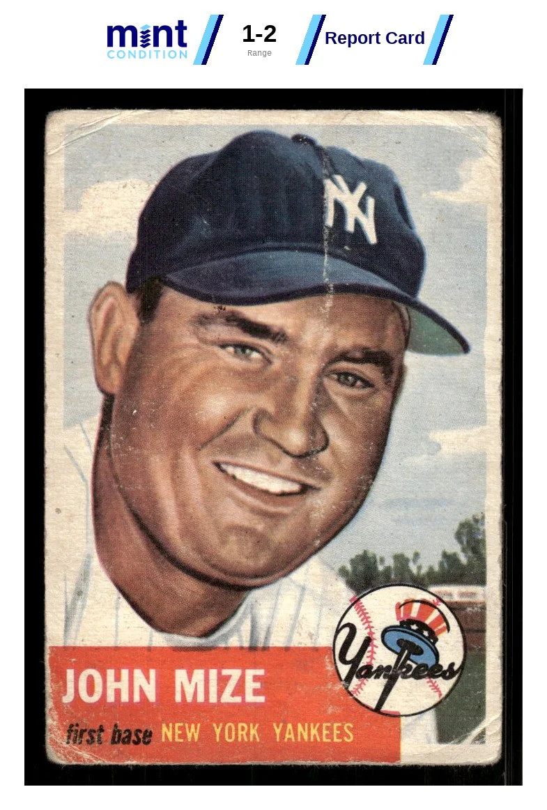 1953 TOPPS JOHNNY MIZE 77 POOR MCG 1 BASEBALL NEW YORK YANKEES