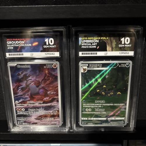 2025 Gem Pack 2 Umbreon Special Art 0615 SCHN + Groudon 199/182 Ace 10