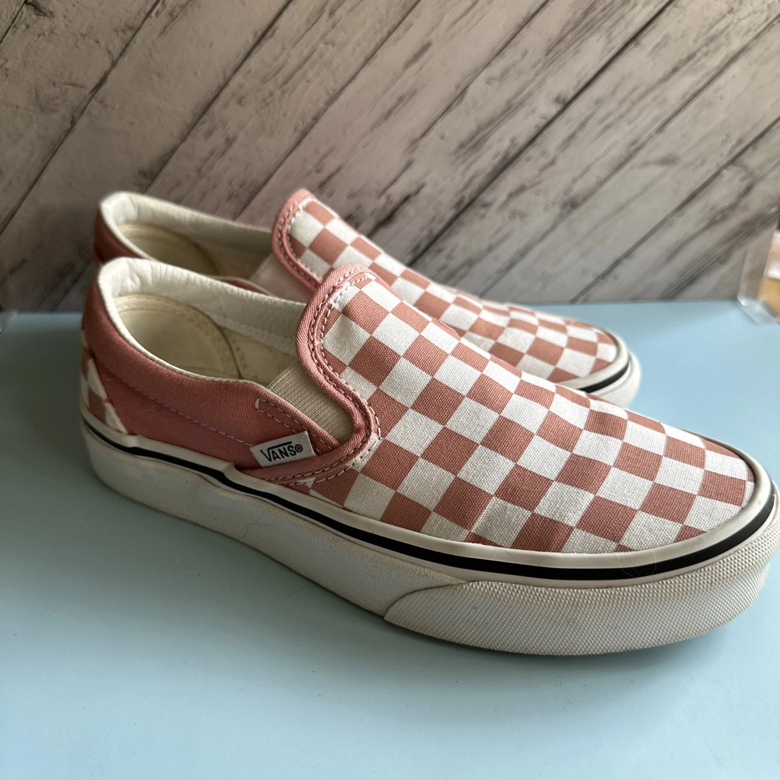 Scarpe Vans donna 6 5 malva slip on scacchi tavola skate sneaker classiche casual