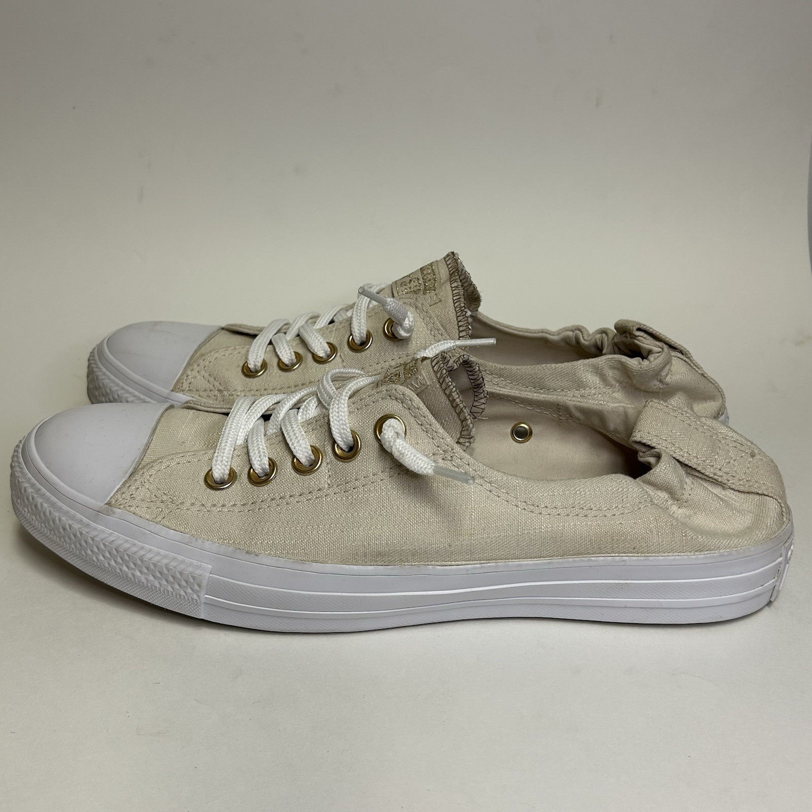 Converse Shoreline Chuck Taylor Beige Tan Gold Eyelets Women’s Size 11 thumbnail 4