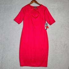 Bold Elements Dress Women L Vivid Raspberry Cut To Curve Cut-Out Neck Sheath NWT
