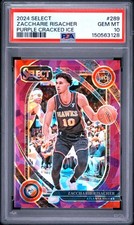2024 PANINI SELECT PURPLE CRACKED ICE #289 ZACCHARIE RISACHER ROOKIE /99 PSA 10