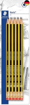 STAEDTLER Bleistifte mit Radiergummi Noris, HB, sechskantformat, hohe