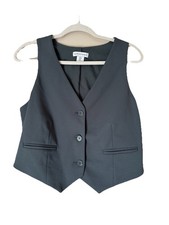cupcakes and cashmere Gray Vest M 95 Polyester Spandex Button Front Notch Lapel