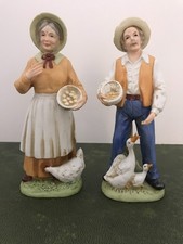 HOMCO Figurines 1426 Old Man & Woman Farmer Feeding Ducks & Chicken 8