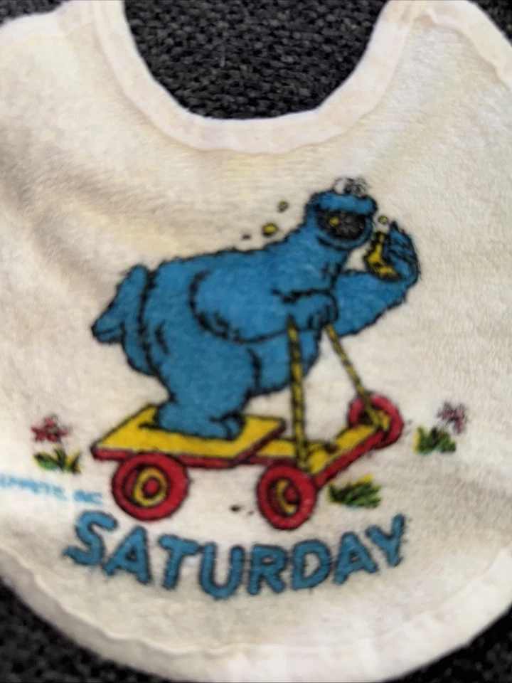 Vintage Sesame Street Cookie Monster Cloth Bib Smock Jim Henson Saturday - Image 2 of 4
