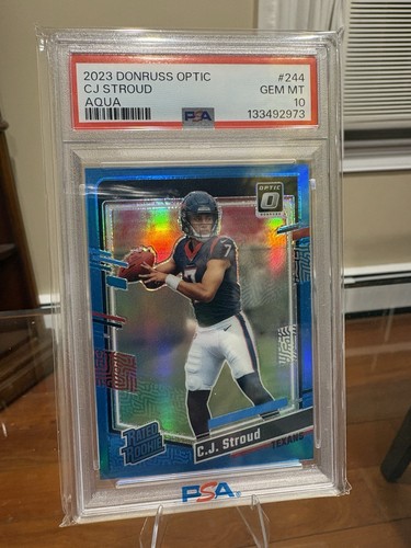 Donruss Optic Aqua Prizm C.J. Stroud RC #244 /299 PSA 10 Texans rookie CJ