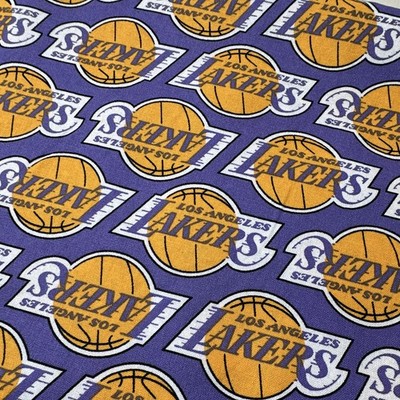 Rare FIND! NBA Los Angeles Lakers Basketball Logo Cotton Fabric  2 yds 34 in