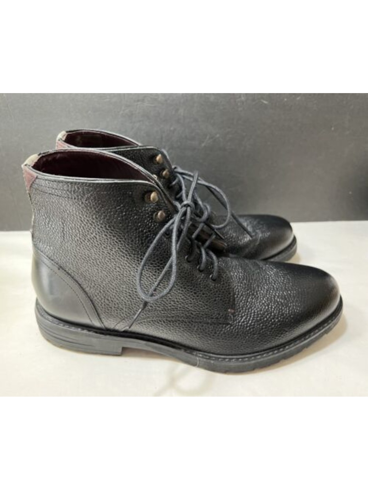 TED BAKER LONDON Mens Black Comfort Karusl Round Toe Block Heel Leather Boots 45