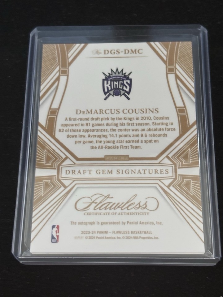 2023-24 Panini Flawless Draft Gem Signatures Platinum Demarcus Cousins ...