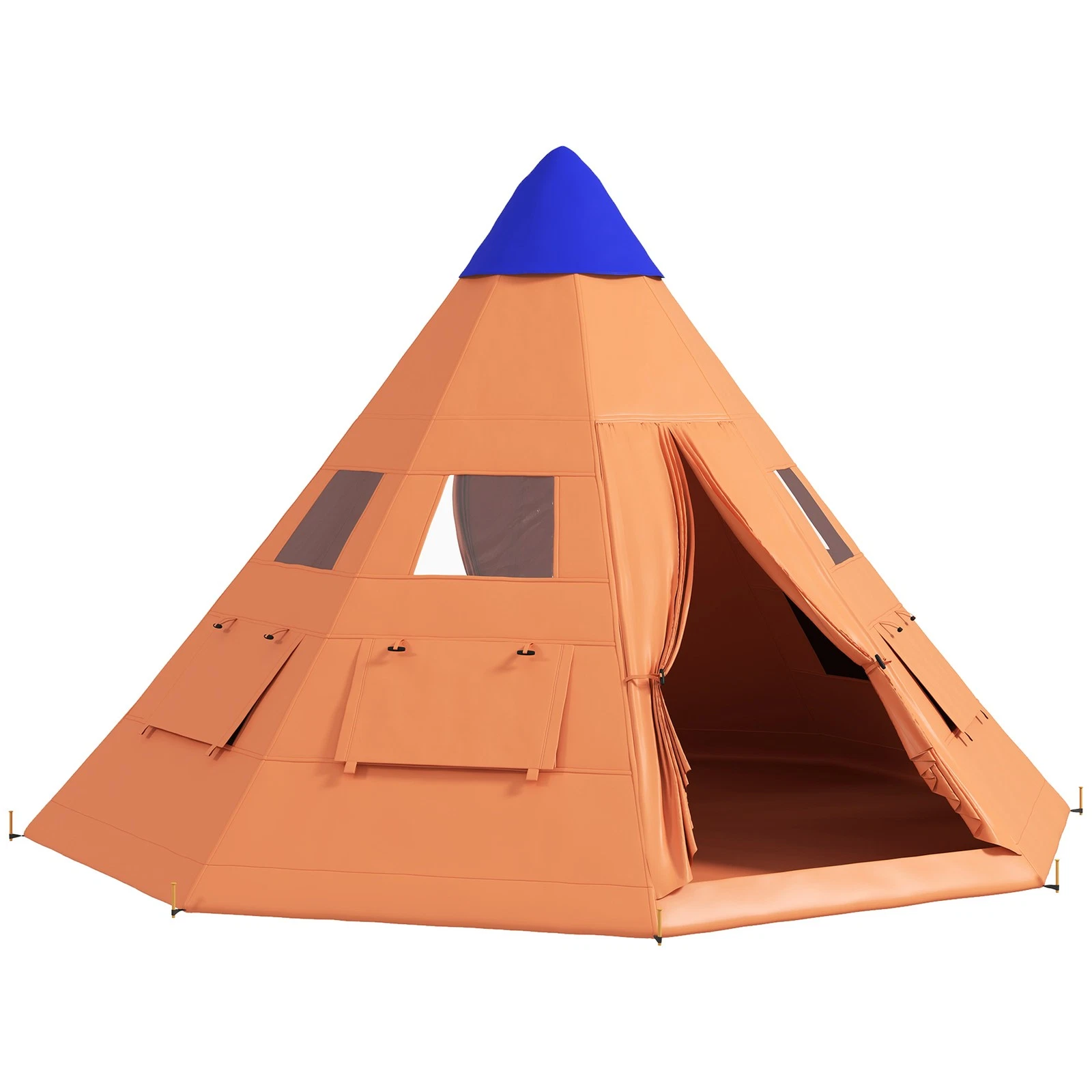Outsunny 6-7 Person Large Family Party Camping Tent W/ Carrying Bag, Orange