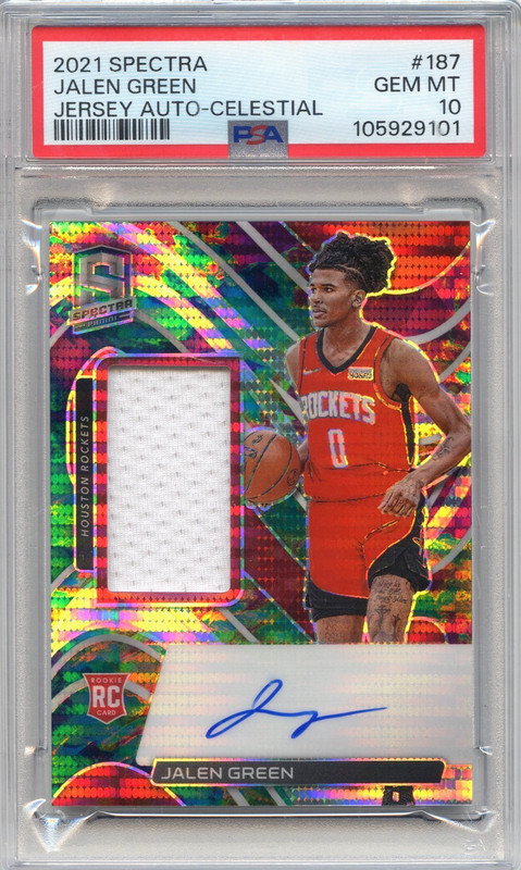 Jalen Green PSA 10 Auto RC Panini 2021 Spectra #187 Rookie Jersey Celestial /99