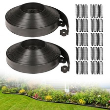 2 Inch Tall 100 FT Garden Edging Kit with 120pcs Spikes, Plastic Edging for L...