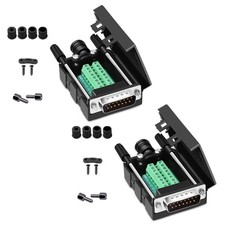 2 PCS DB15 Solderless Serial To 15Pin Terminal Male Adapter Breakout Board