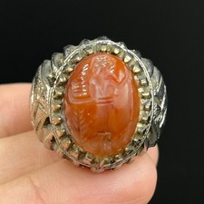 Ancient Roman Bronze Ring With Intaglio Stone
