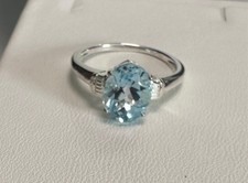 Sky Blue Topaz Solitaire Ring 3.20 cwt Sterling Silver Size 8