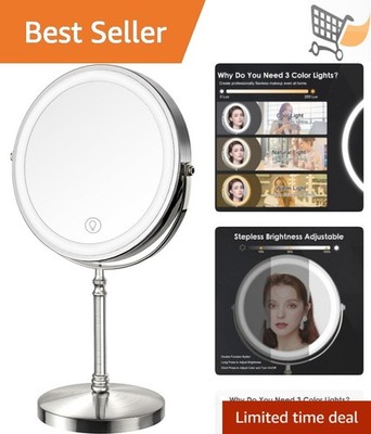 Lighted Makeup Mirror Rechargeable 10X Magnification Adjustable Brightness