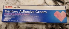 1 NEW! CVS Health Denture Adhesive Cream (Holds Dentures In Place) - .75 oz