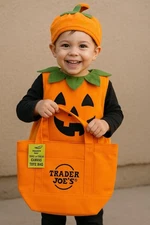 🎃 ORANGE TRICK-OR-TREAT TRADER JOE’S MINI CANVAS TOTE BAG – NWT Collectible